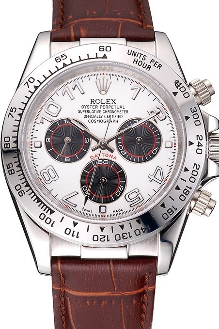Best AAA Replica Sites White Stainless Steel Brown Case Strap Dial Rolex Daytona Leather 0530